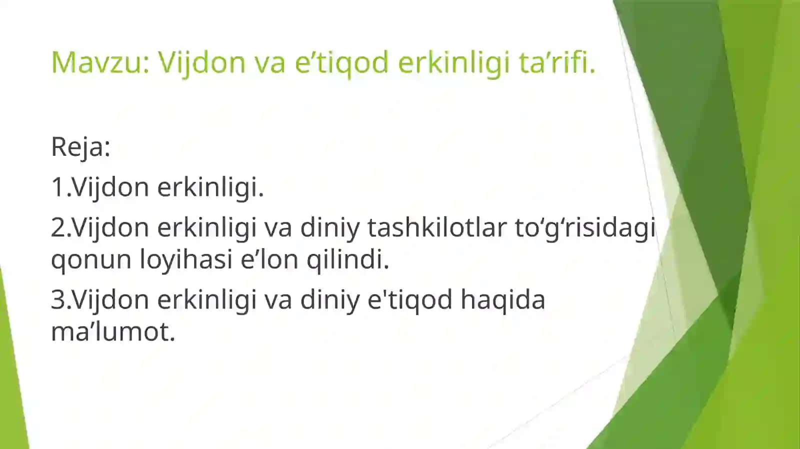 Vijdon va e'tiqod erkinligi 2