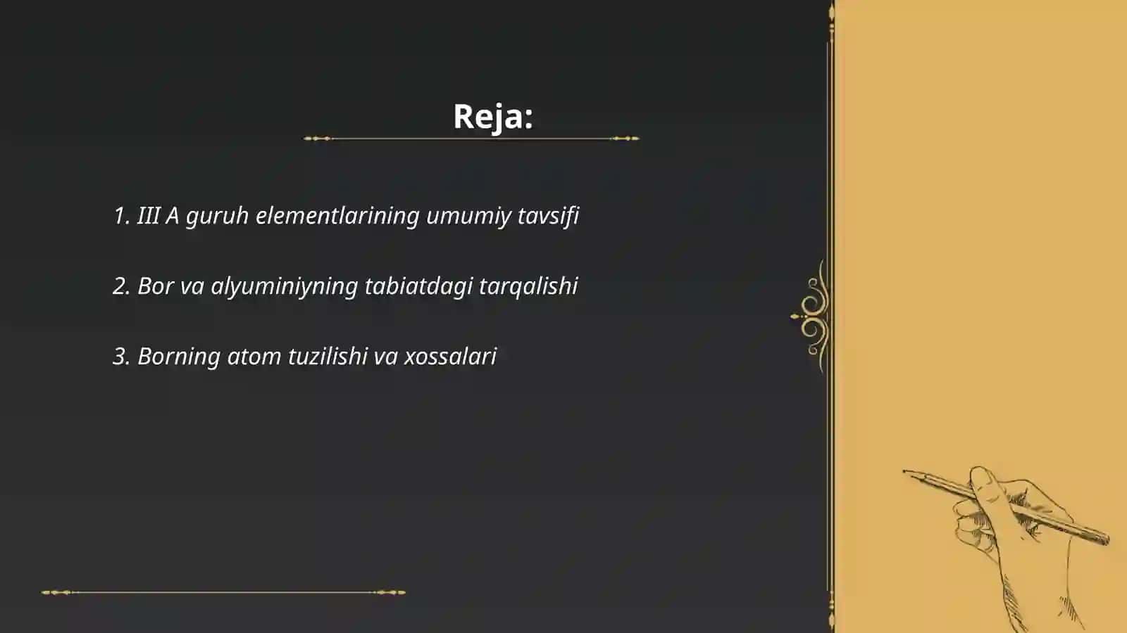 III A guruh elementlari B Al misolida 2