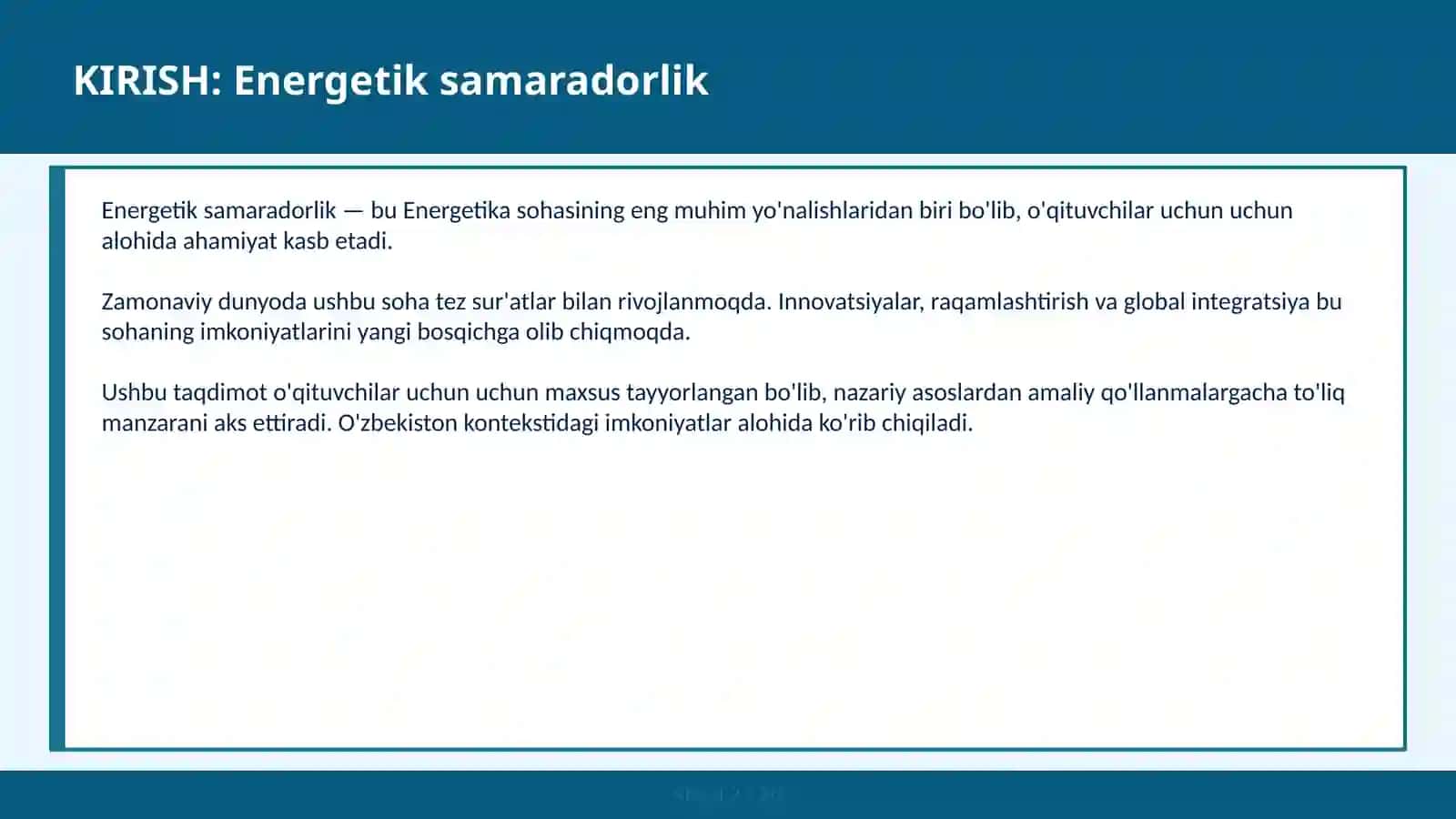 Energetik samaradorlik 2