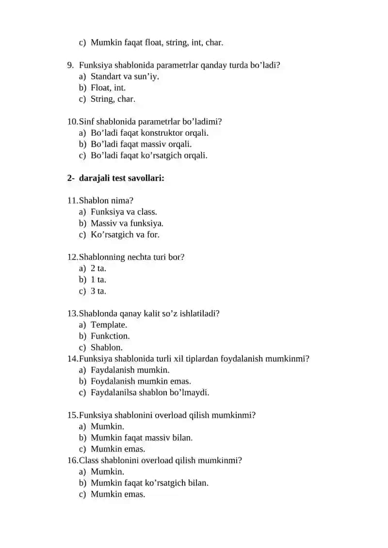 15-MAVZU BO’YICHA TEST SAVOLLARI 2