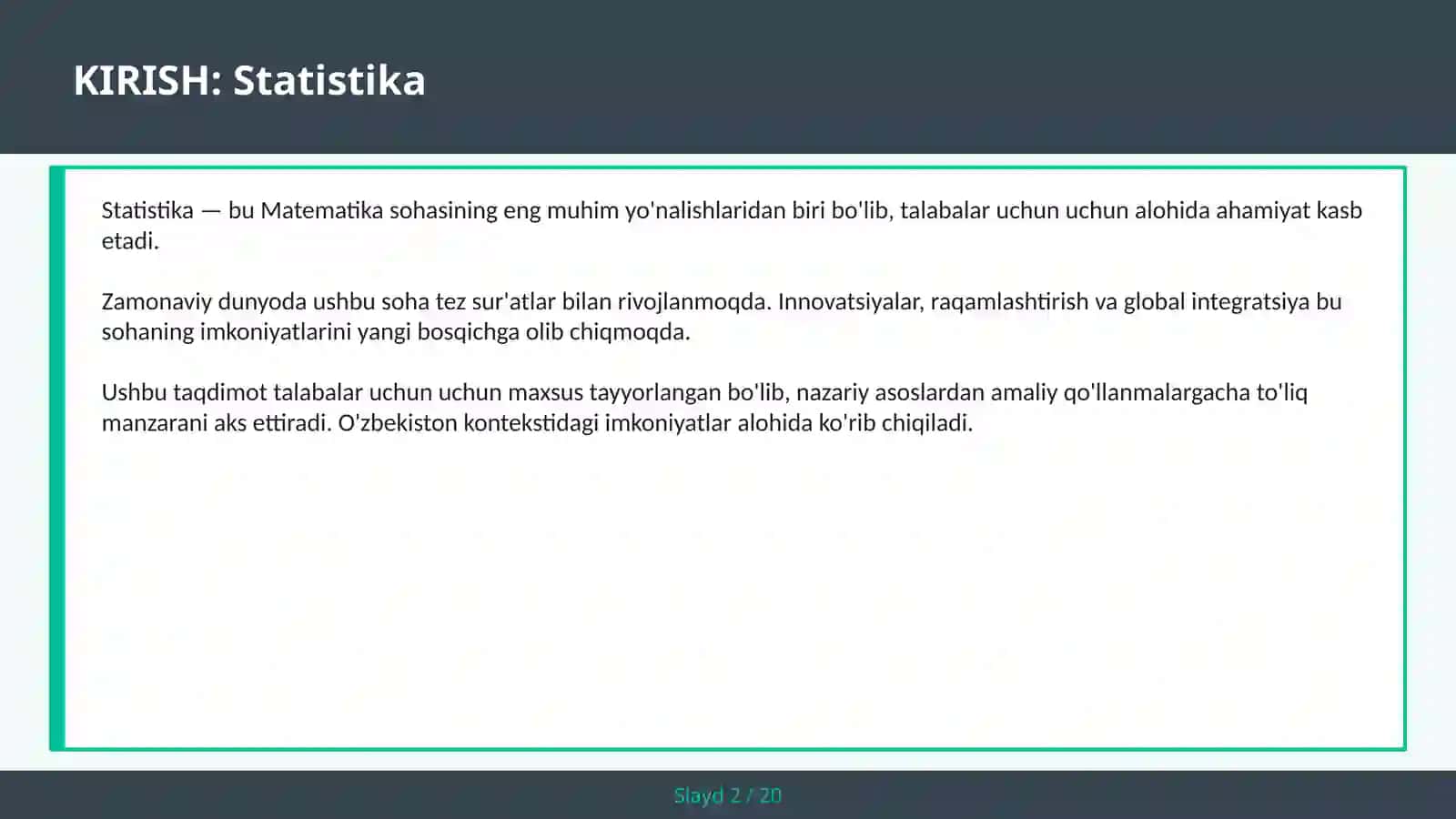 Statistika 2