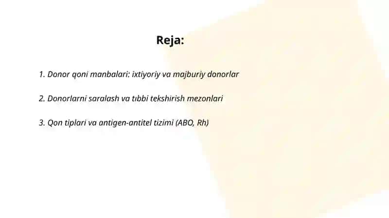 Donor qoni manbalari 2
