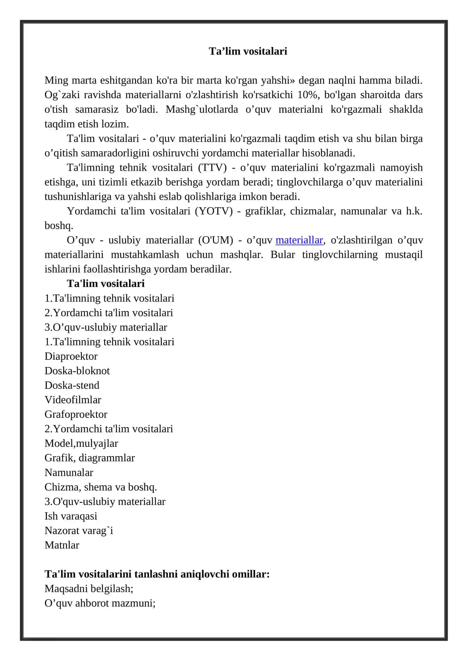 Ta'lim vositalari tarkibi 2