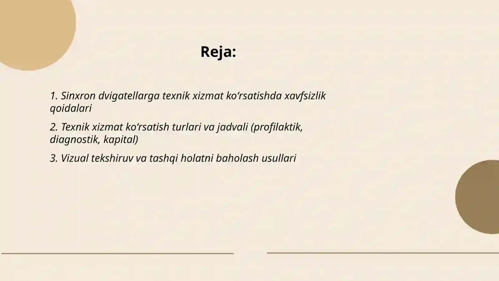Sinxron dvigatellarga texnik xizmat koʻrsatish tartibi 2