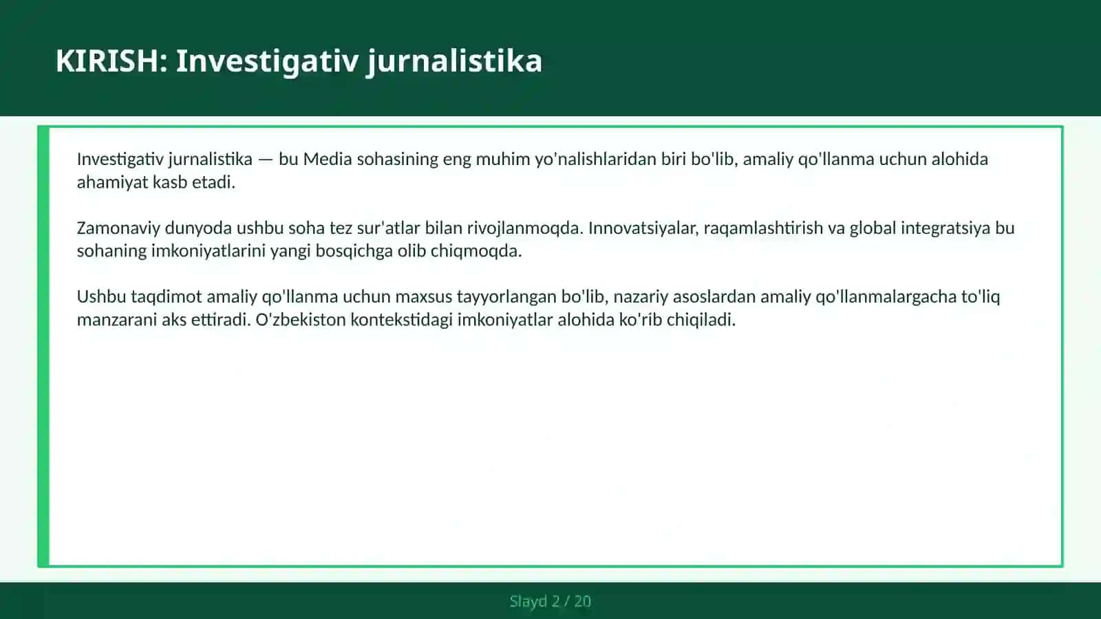 Investigativ jurnalistika amaliy qo'llanma 2