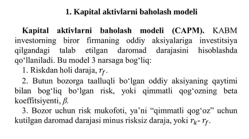 Kapital aktivlarini baholash modeli 2