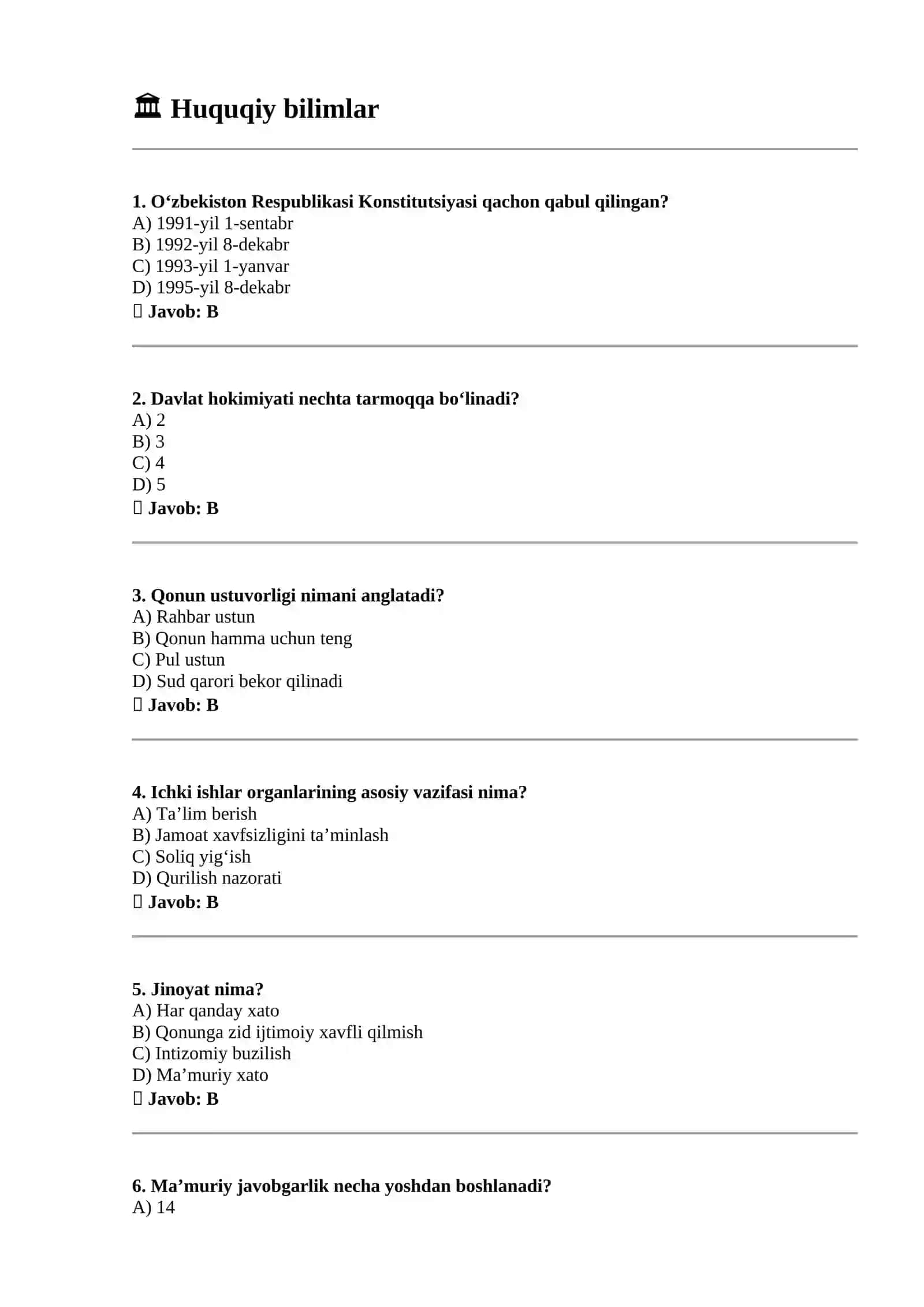 Ichki Ishlar Xizmatiga Tayyorlov Kompleks Test To‘plami – 100 Savol (Nazariy & Psixologik) 2