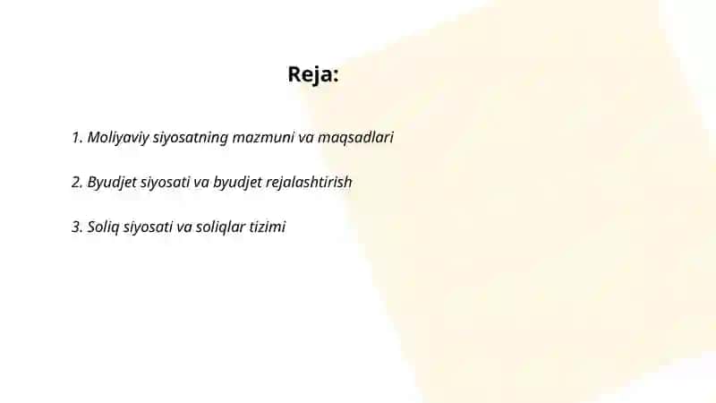 Moliyaviy siyosat 2