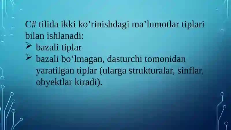 Berilganlarning C# dasturlashtirilishi 2