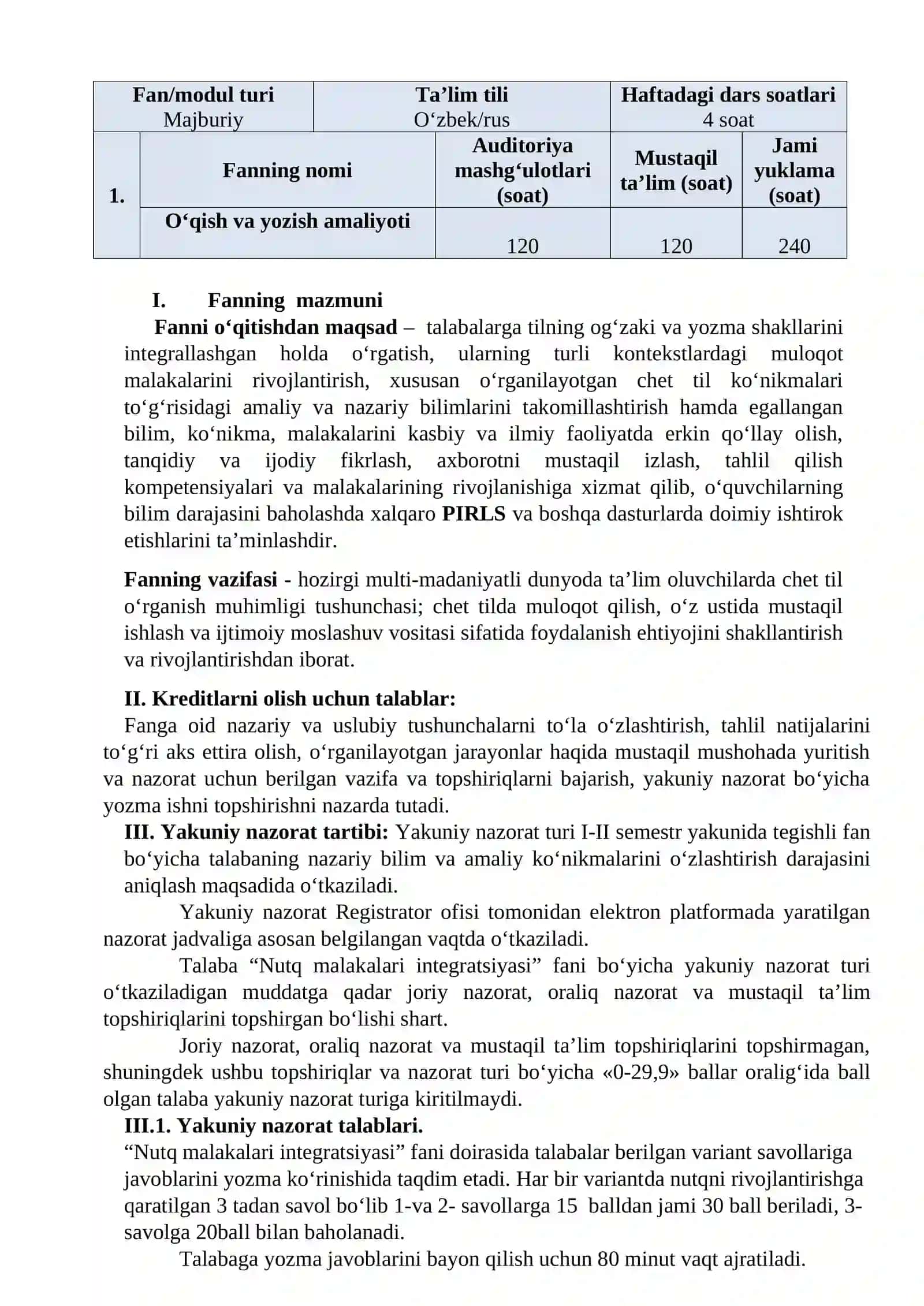 NUTQ MALAKALARI INTEGRATSIYASI 2