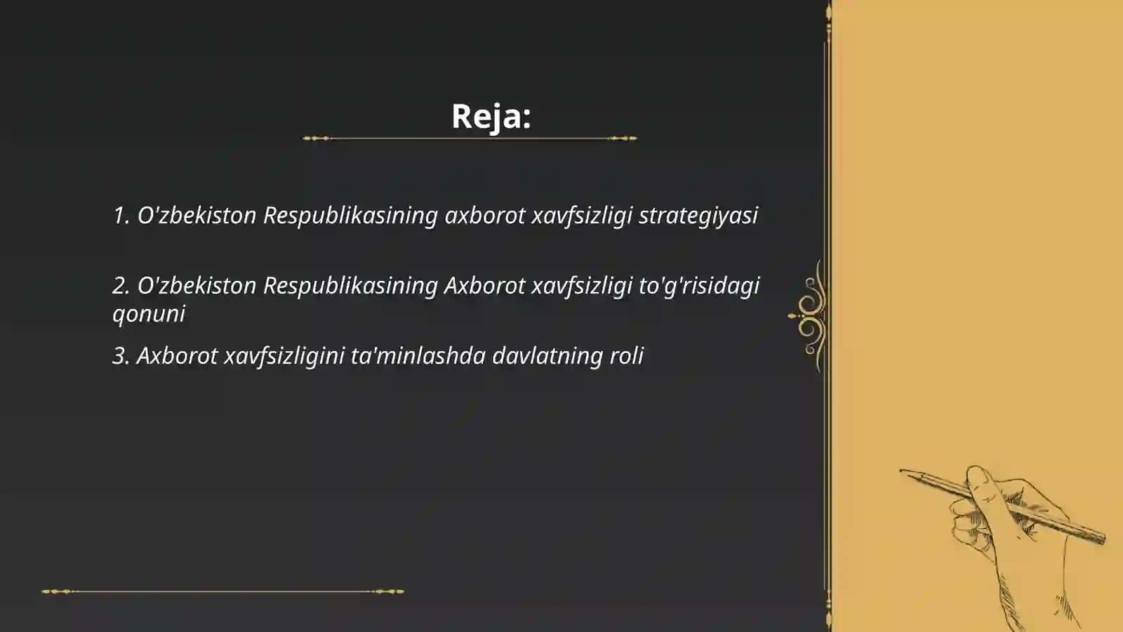 O'zbekistonda axborot xavfsizligining huquqiy asoslari 2