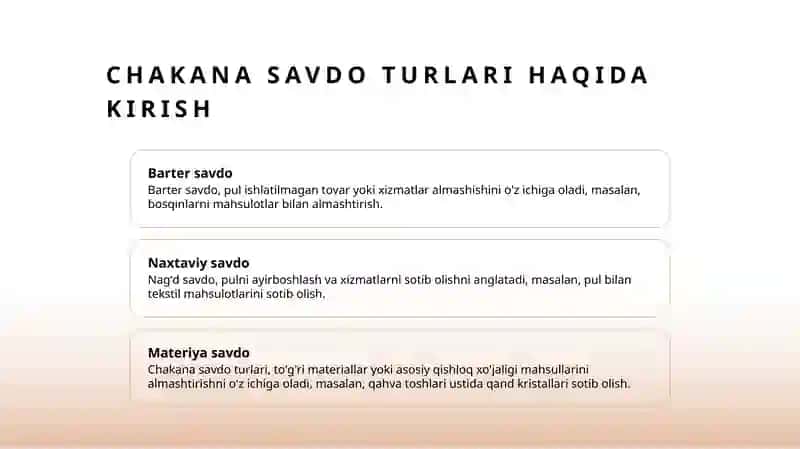 Chakana savdo turlari 2