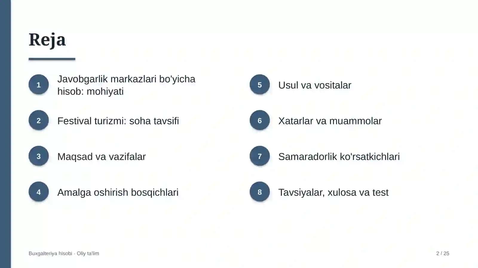 Festival turizmida xarajatlarni javobgarlik markazlari bo'yicha hisobga olish 2