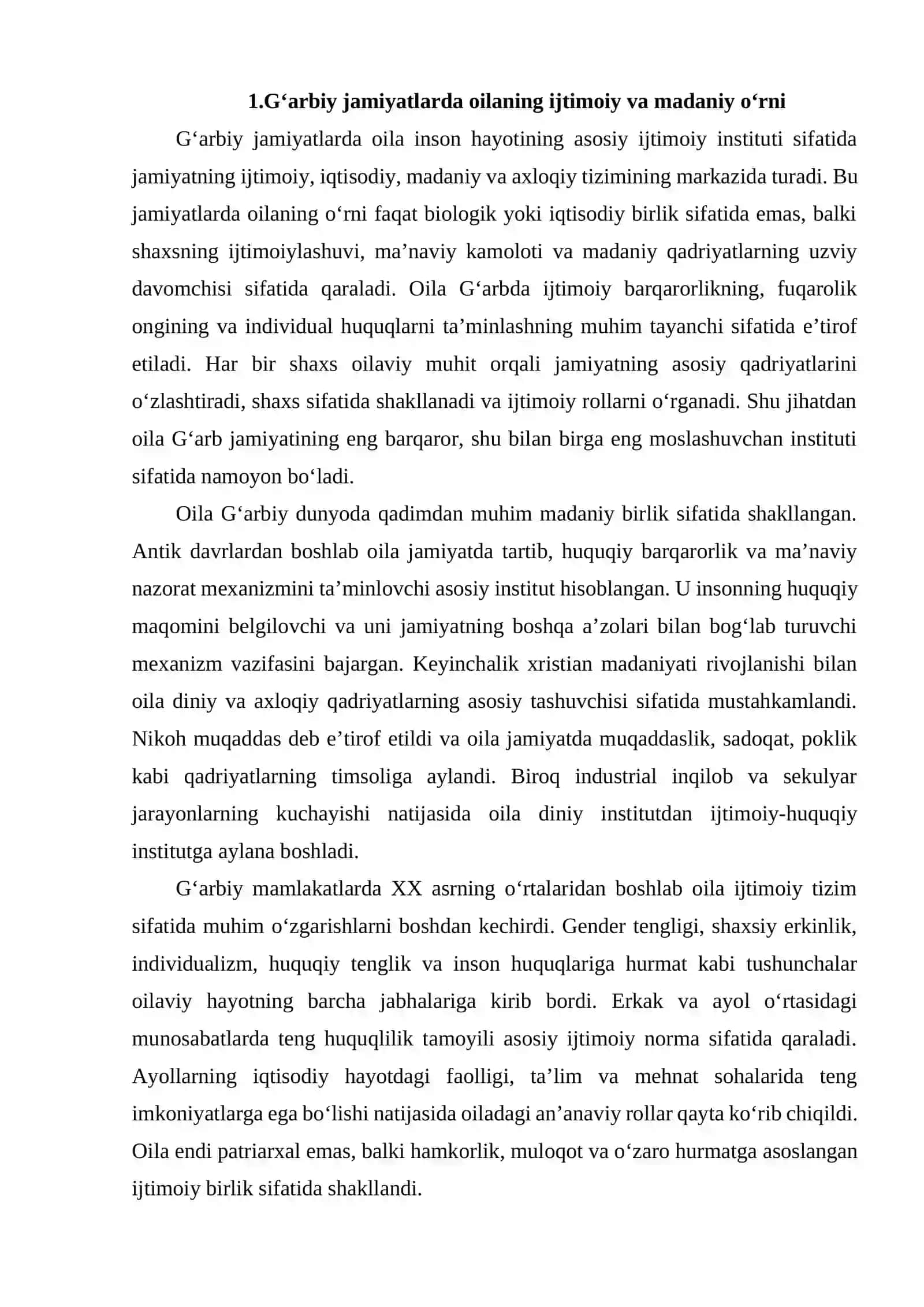 G'ARBIY MAMLAKATLARDA OILA VA OILADA BOLA TARBIYASIGA MUNOSABAT 2