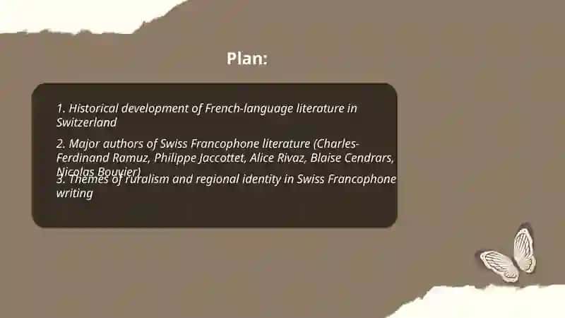 La littérature Francophone de Suisse 2