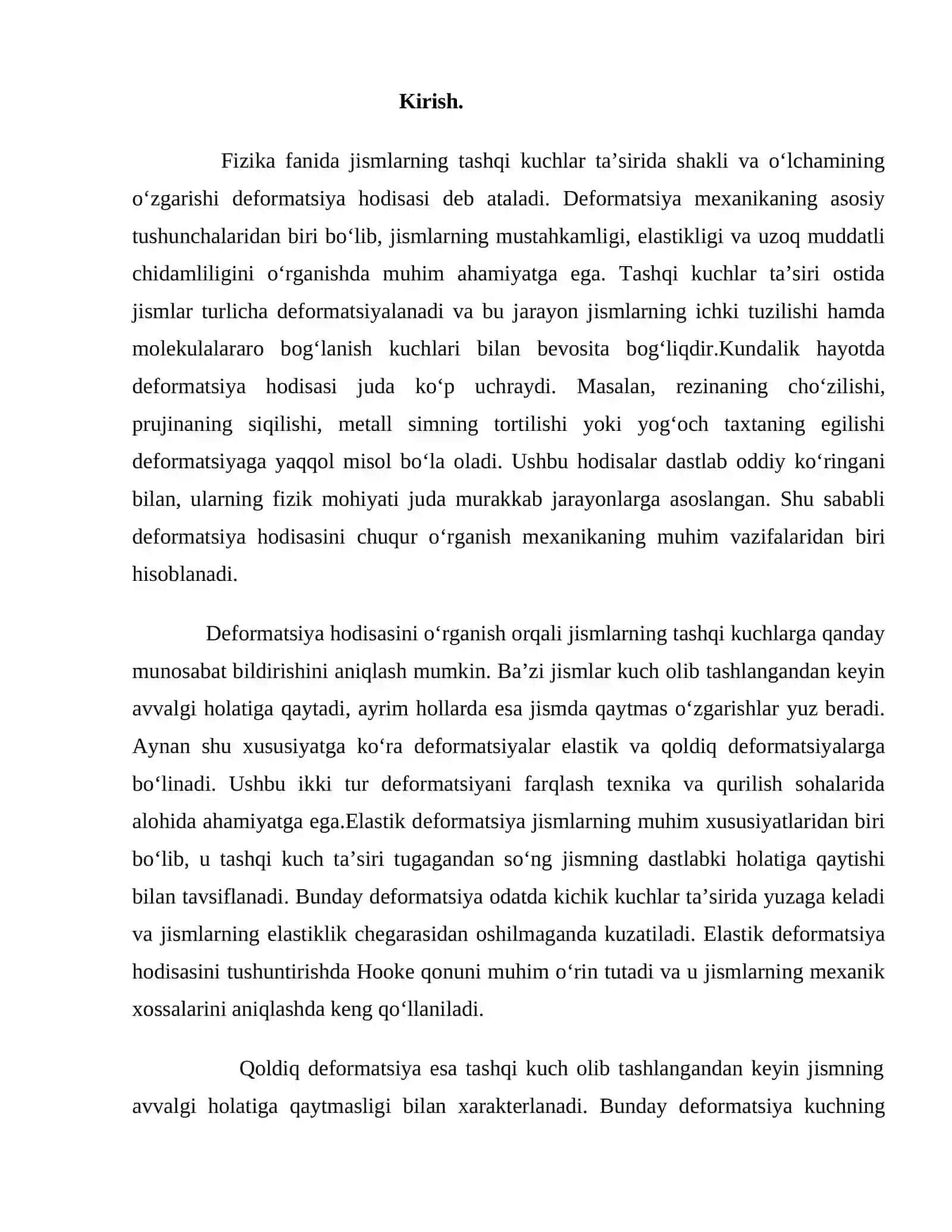 Elastik deformatsiya va qoldiq deformatsiya 2