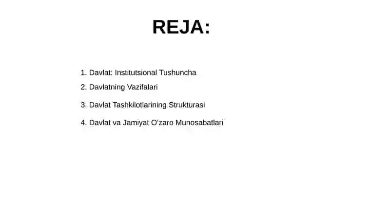 Davlat Institutsional tashkilot sifatida 2