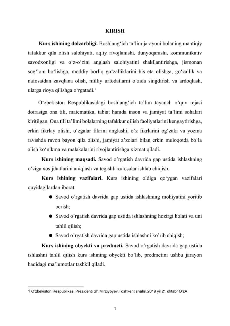 Savod o’rgatish davrida gap ustida ishlash 2