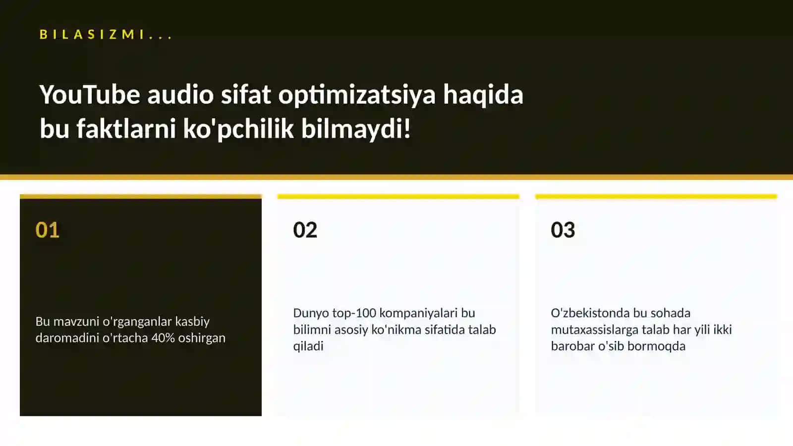 YouTube audio sifat optimizatsiya 2
