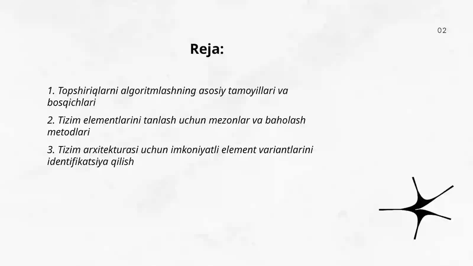 Topshiriqlarni algoritmlash 2