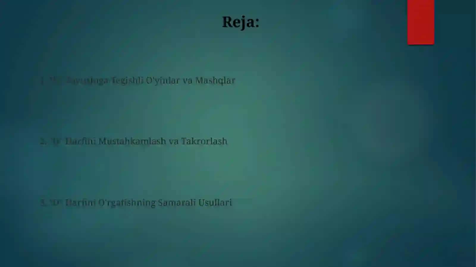 "D" Harfini O'rgatish Mavzusida 2