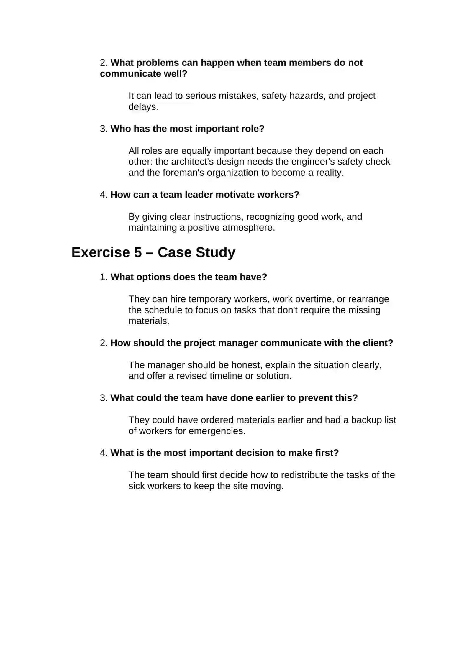 Teamwork Exercises 2