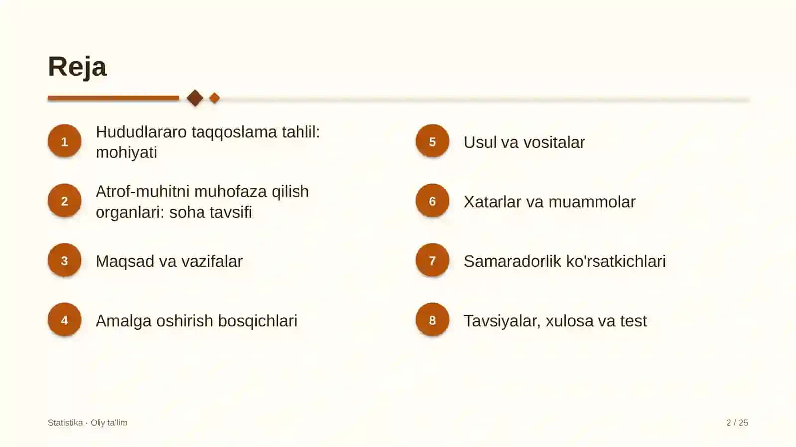 Atrof-muhitni muhofaza qilish organlarida hududlararo taqqoslama tahlil 2