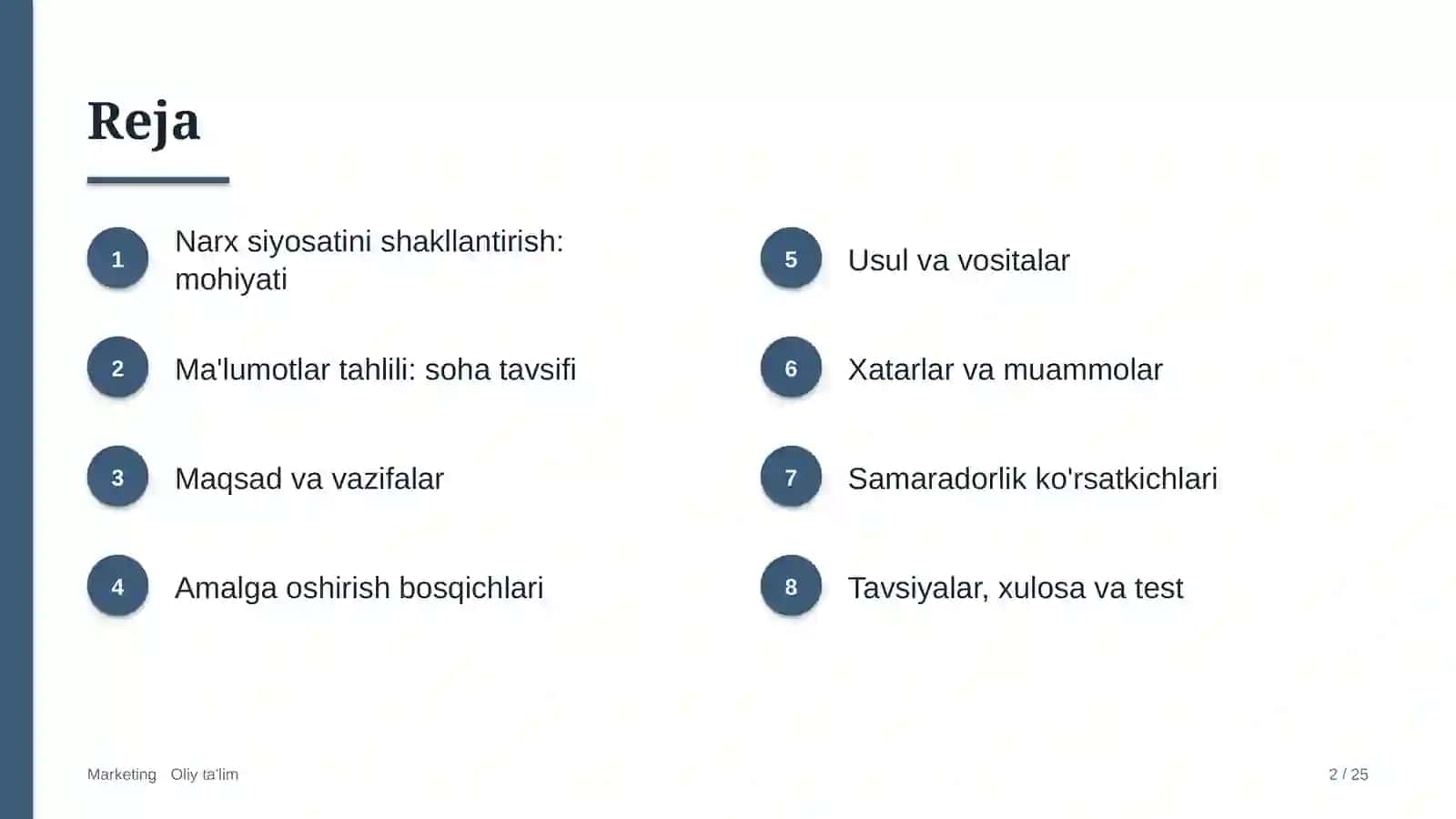Ma'lumotlar tahlili sohasida narx siyosatini shakllantirish 2