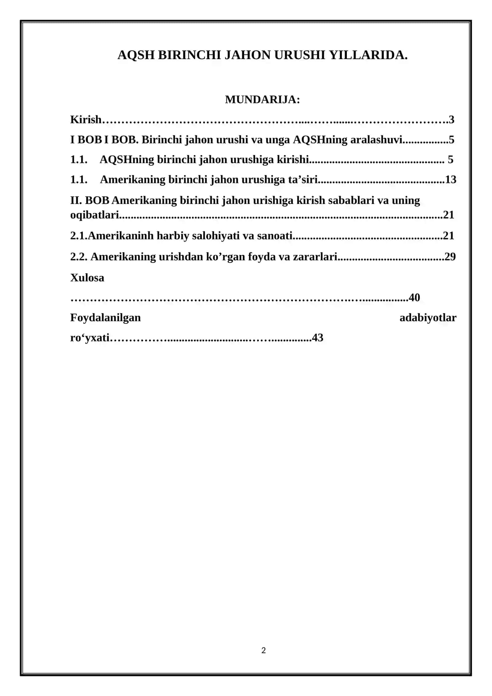 AQSH BIRINCHI JAHON URUSHI YILLARIDA 2