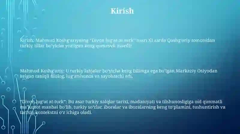 Mahmud KoshgʻAriyning " Devoni LugʻAti Turk" Asari 2