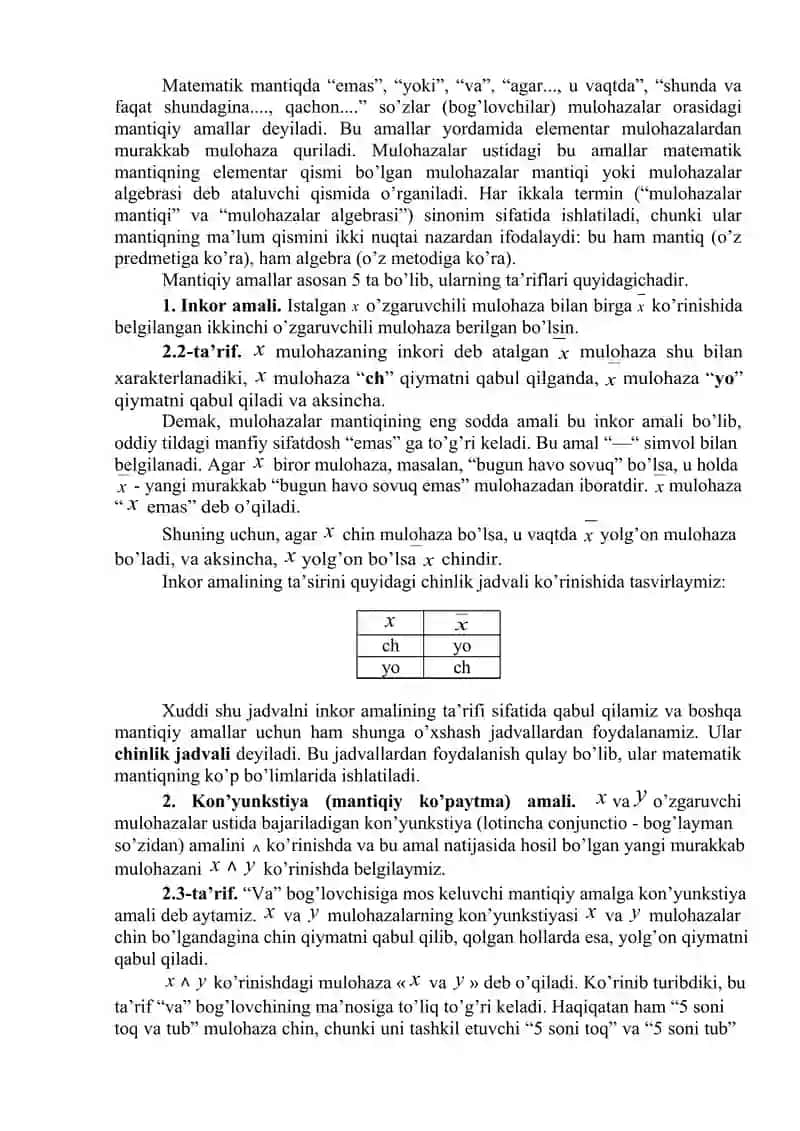 Matematik Mantiq Mulohazalar 2