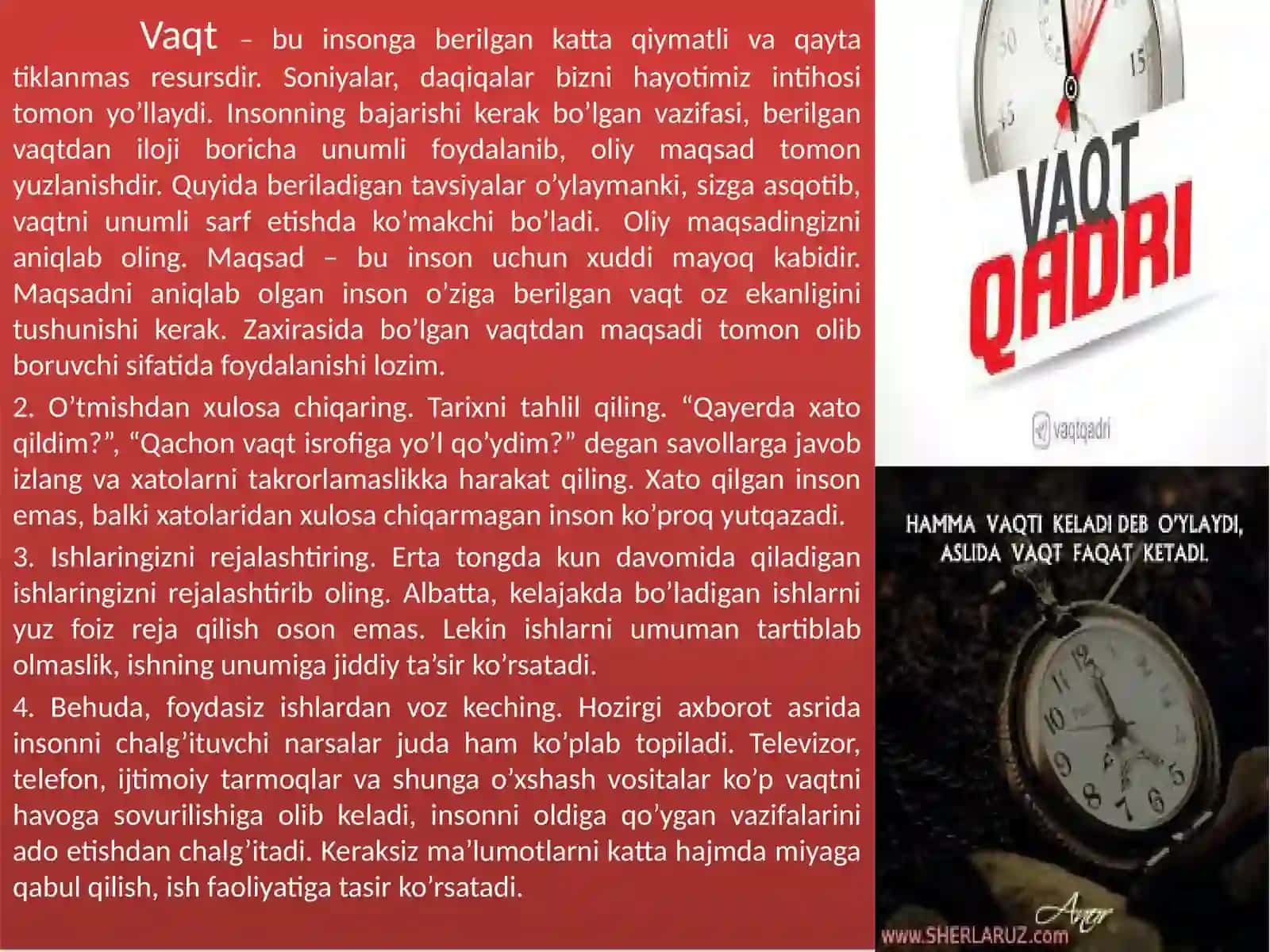 VAQTDAN UNUMLI FOYDALANISHNING SAMARALI USULLARI 2