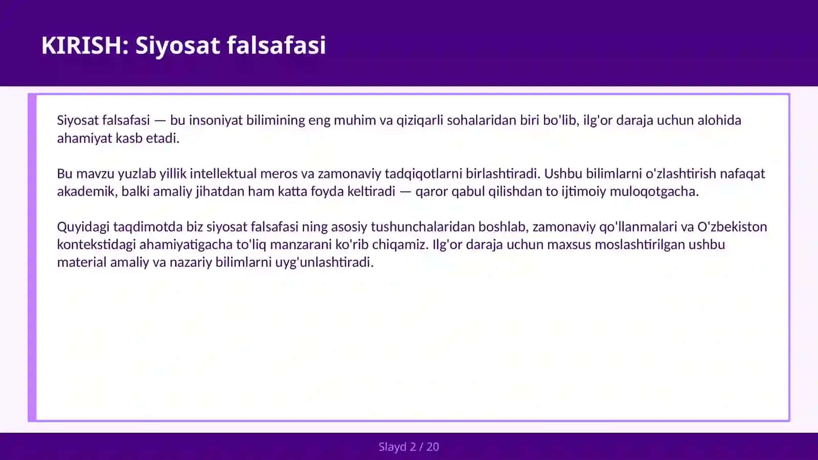 Siyosat Falsafasi 2