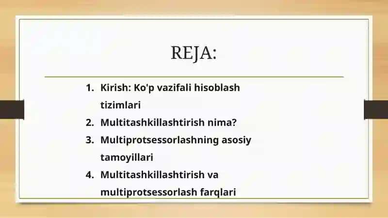 Multidasturlash va multiprotsessorlash 2