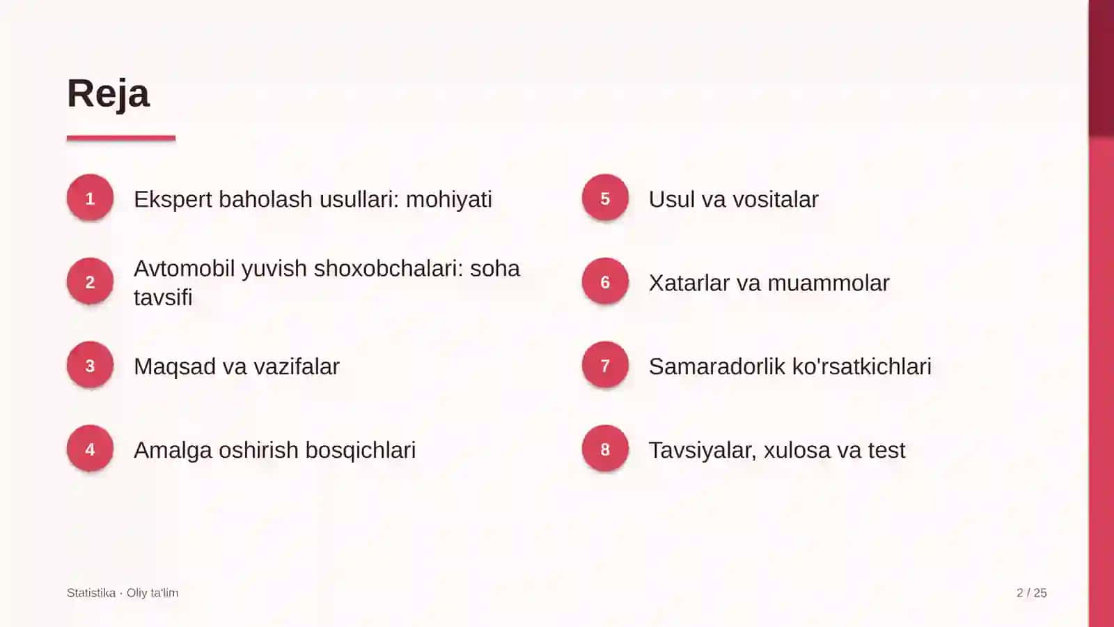 Avtomobil yuvish shoxobchalarida ekspert baholash usullari 2