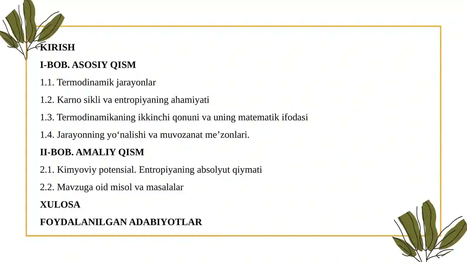 Termodinamikaning 2-qonuni 2