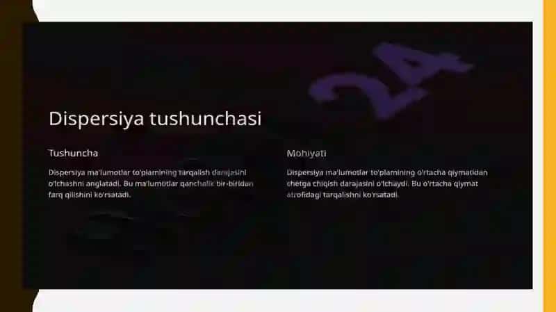 dispersiya tushunchasi 2
