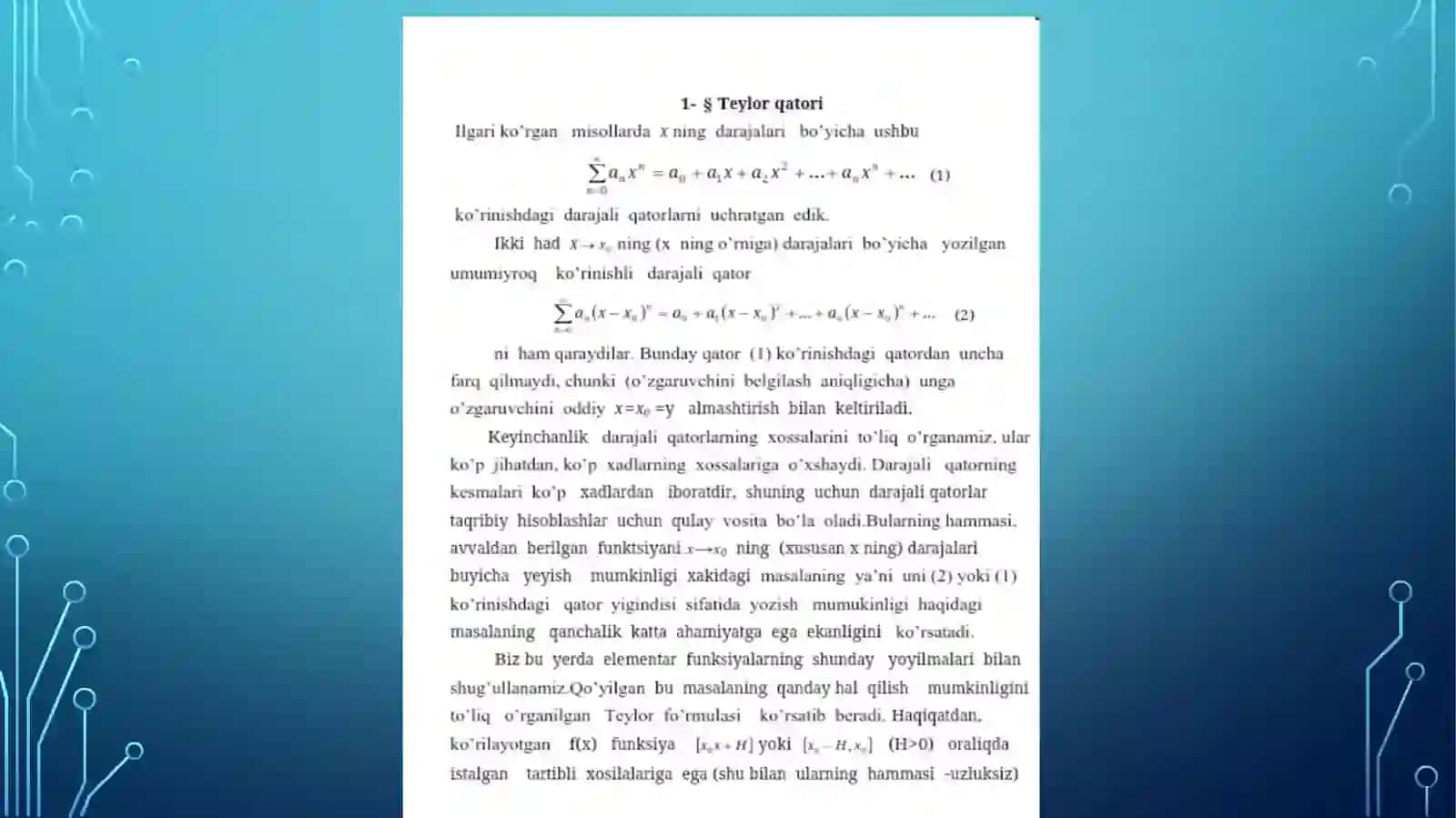 Funksiyani darajal qatorga yoyish 2