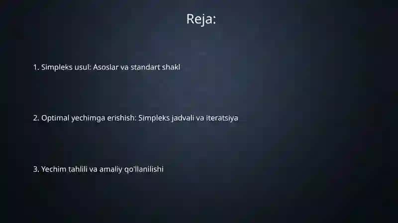 Simpleks usuli 2