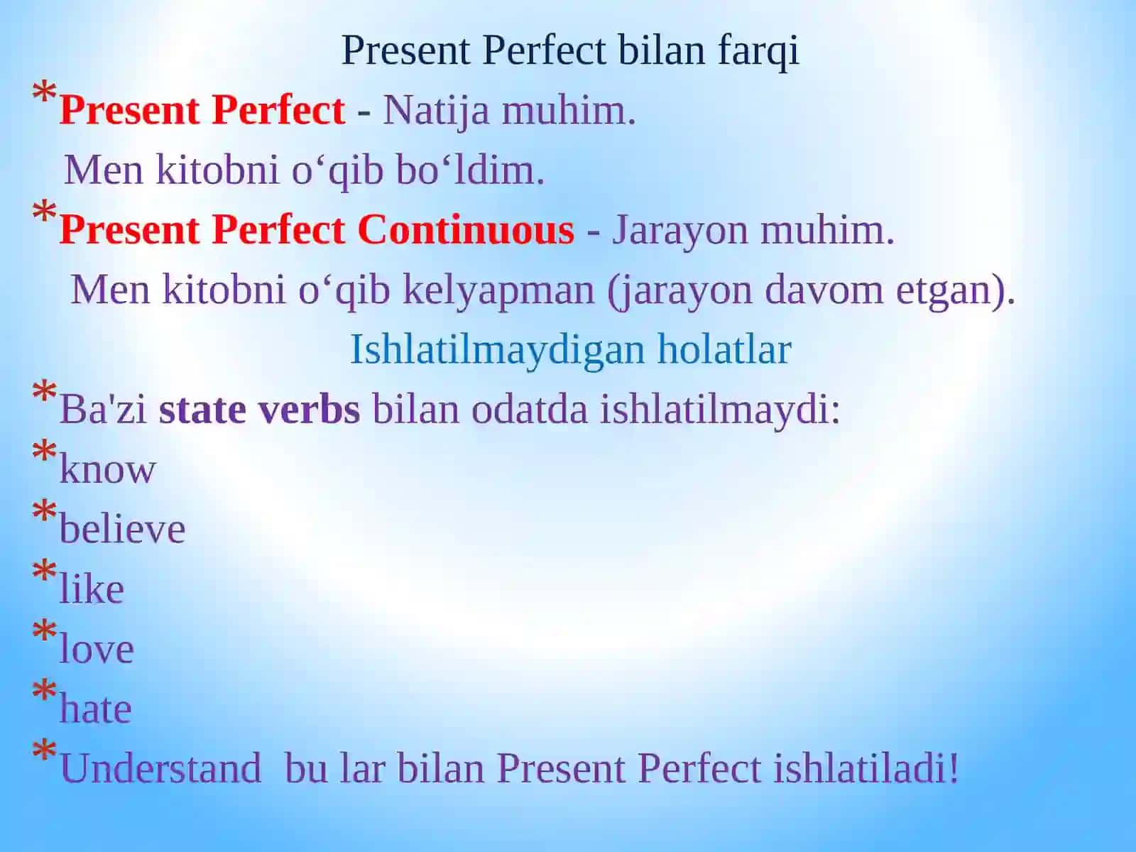 present perfect continous 2