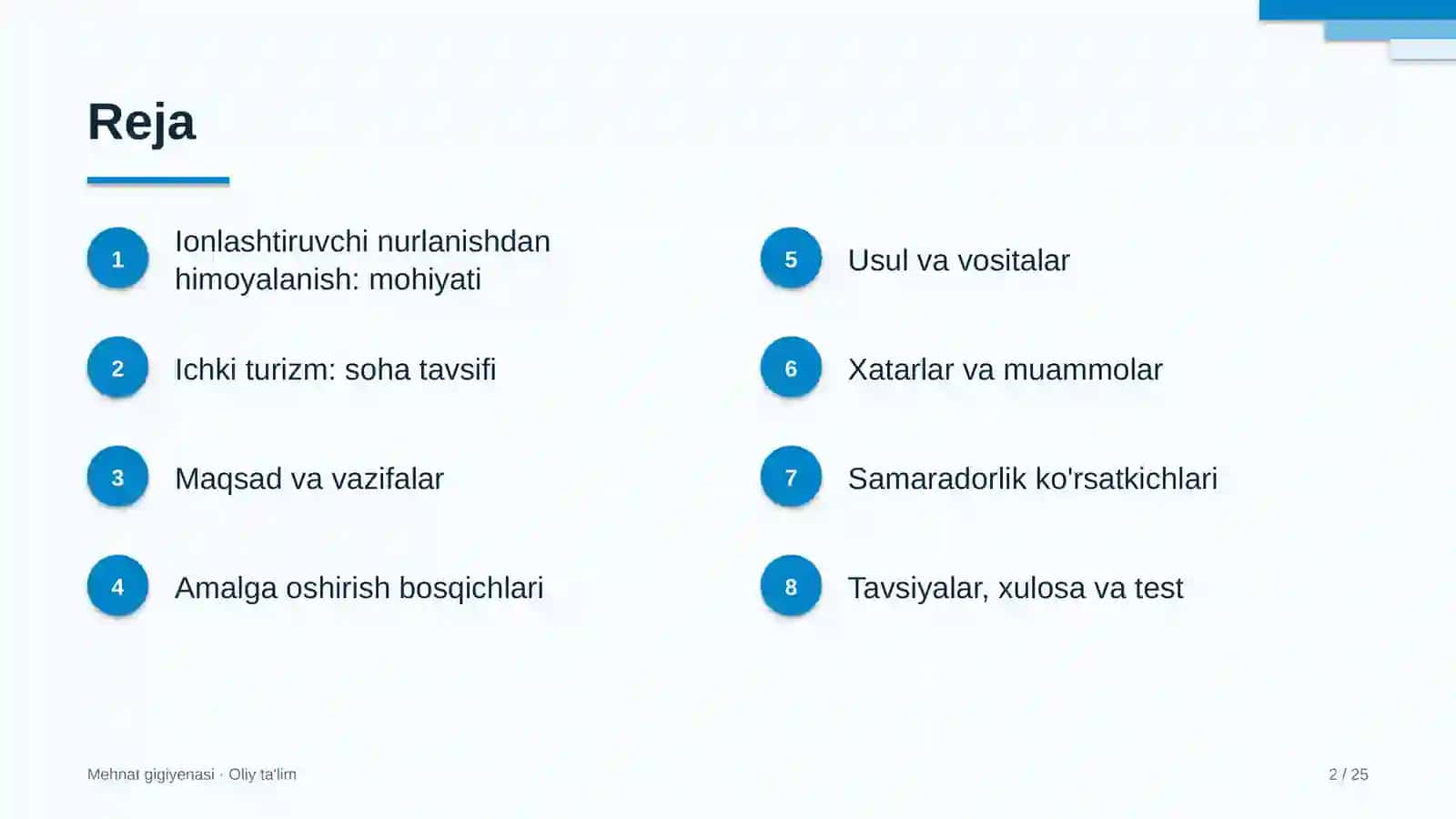 Ichki turizmda ish joyida ionlashtiruvchi nurlanishdan himoyalanish 2