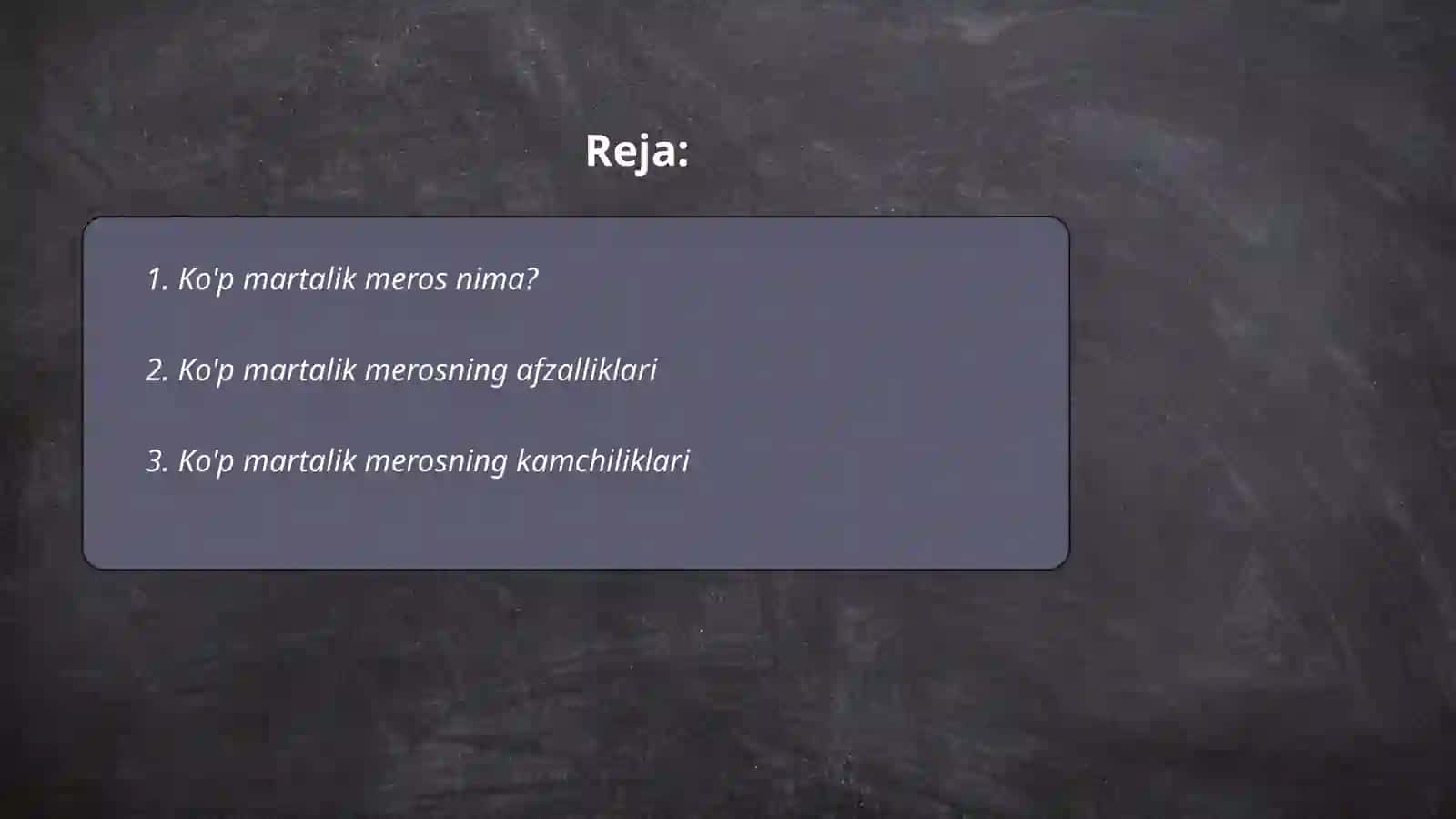 Ko'p martalik meros olish modeli 2