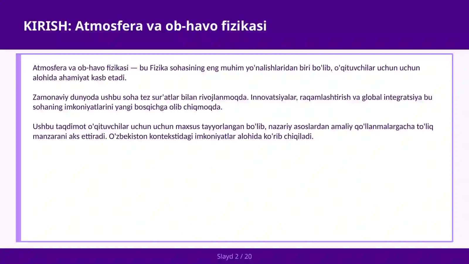 ATMOSFERA VA OB-HAVO FIZIKASI 2