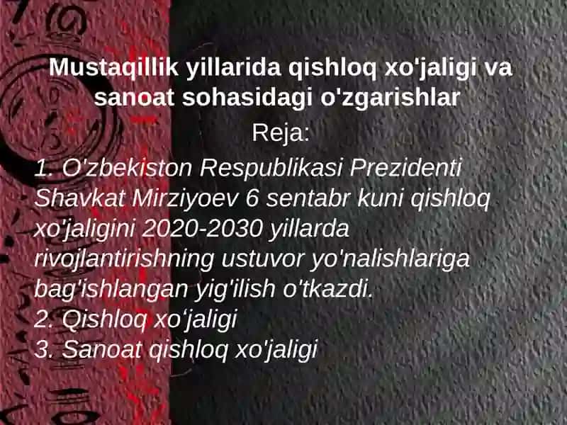 O'ZBEKISTONNING ENG YANGI TARIXI FANIDAN 2