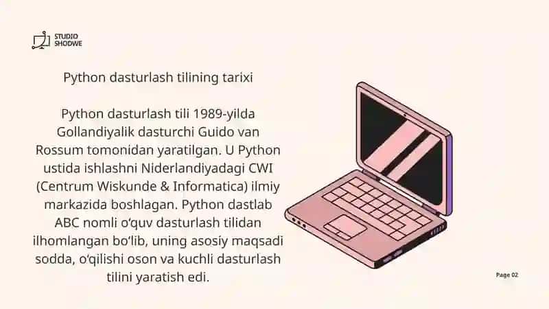 Python dasturlash tilining tarixi 2