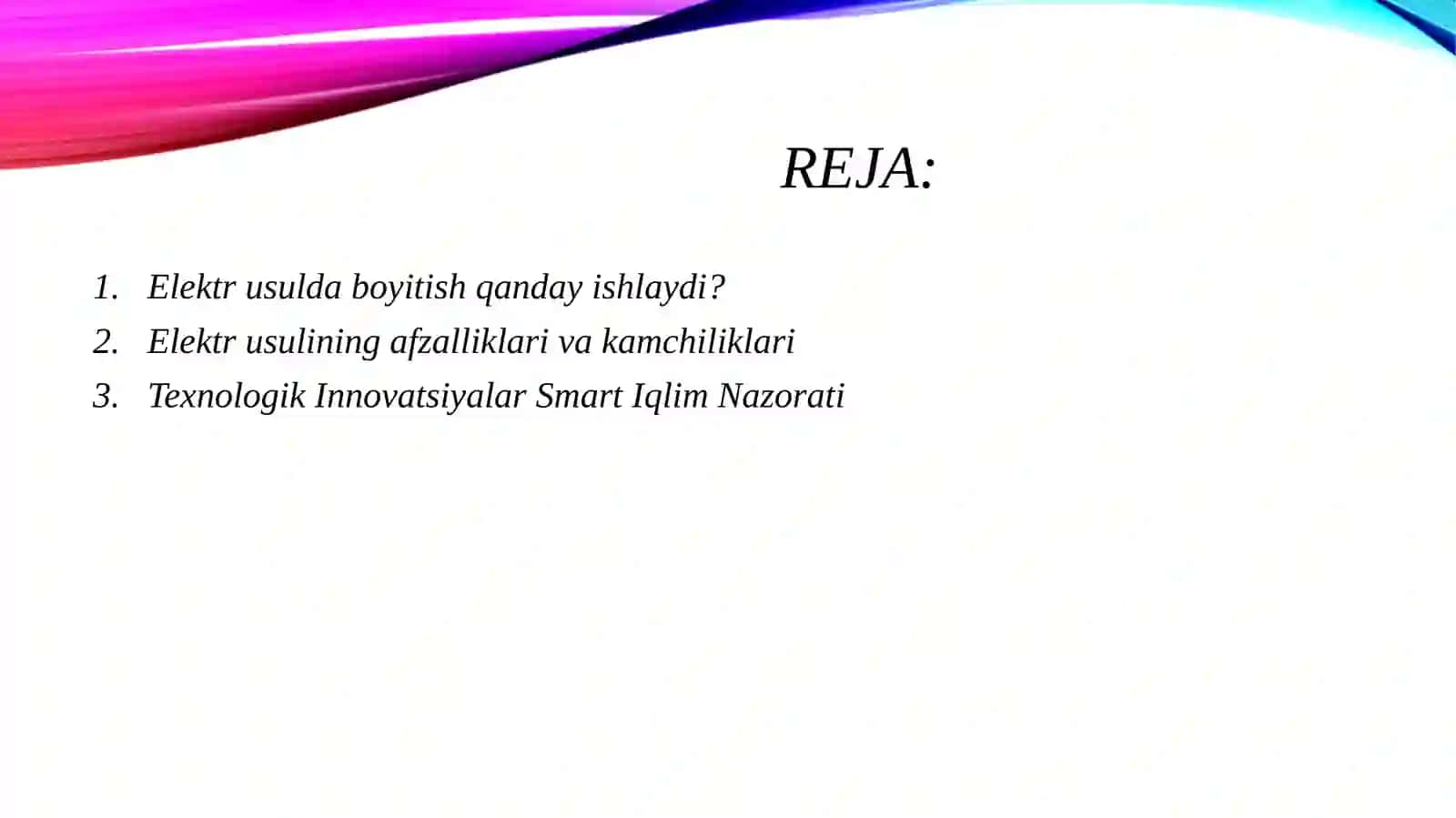 Boyitish usullari.Elektor usulda boyitish. 2