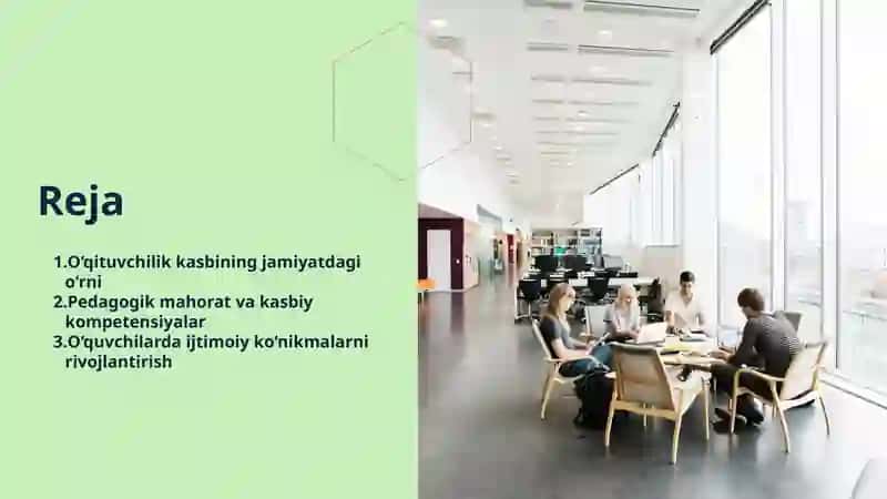 Jamiyatda o qituvchining tutgan o’rni va uning vazifalari.O'qituvchiga shaxsiga qo’yiladigan talabla 2