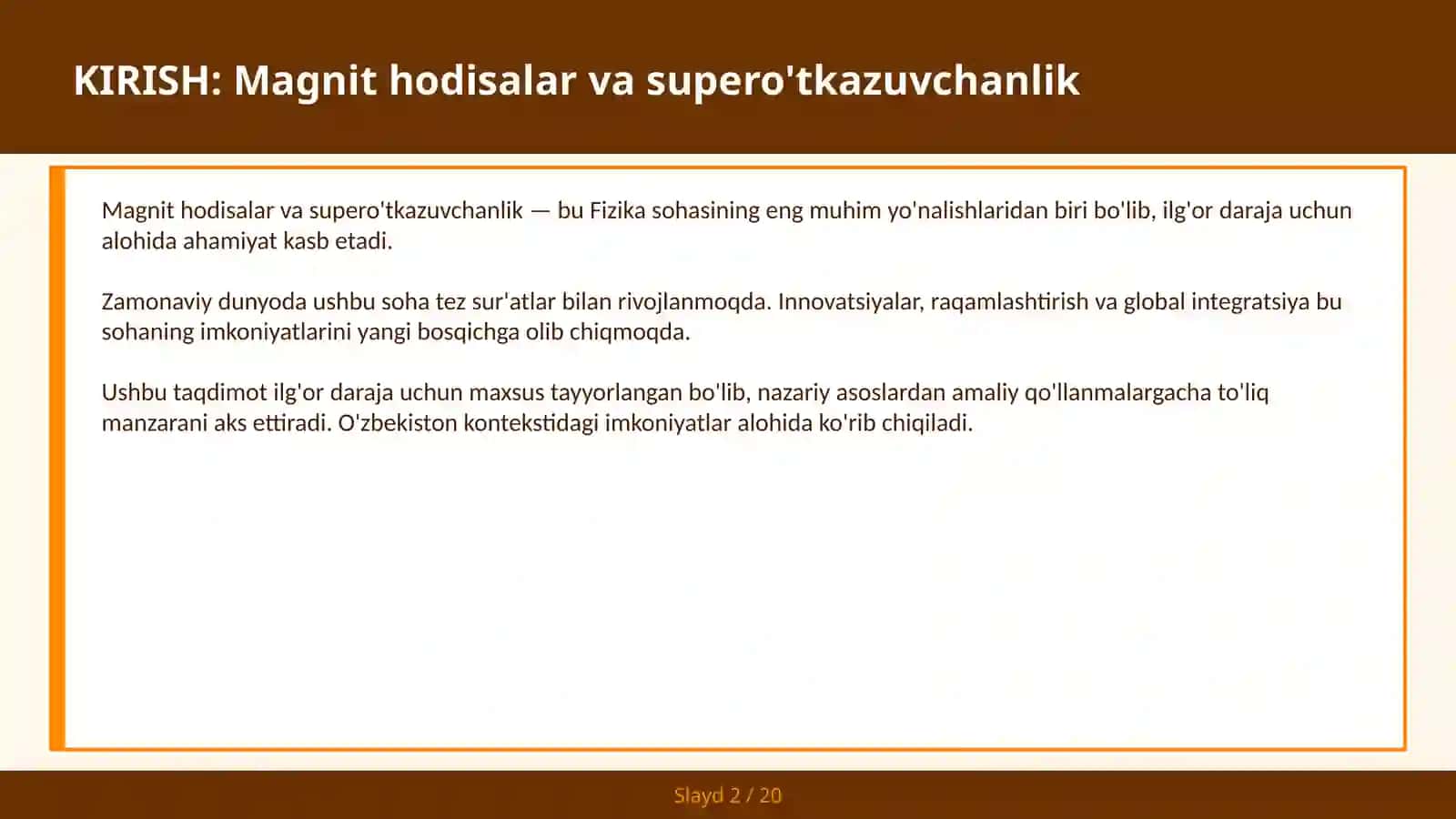 Magnit hodisalar va supero'tkazuvchanlik 2