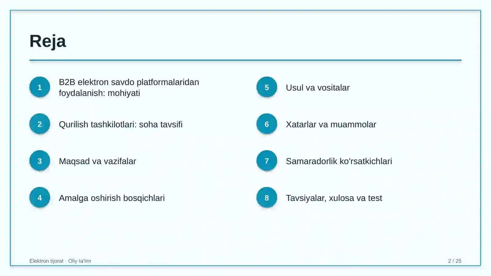 Qurilish tashkilotlarida B2B elektron savdo platformalaridan foydalanish 2
