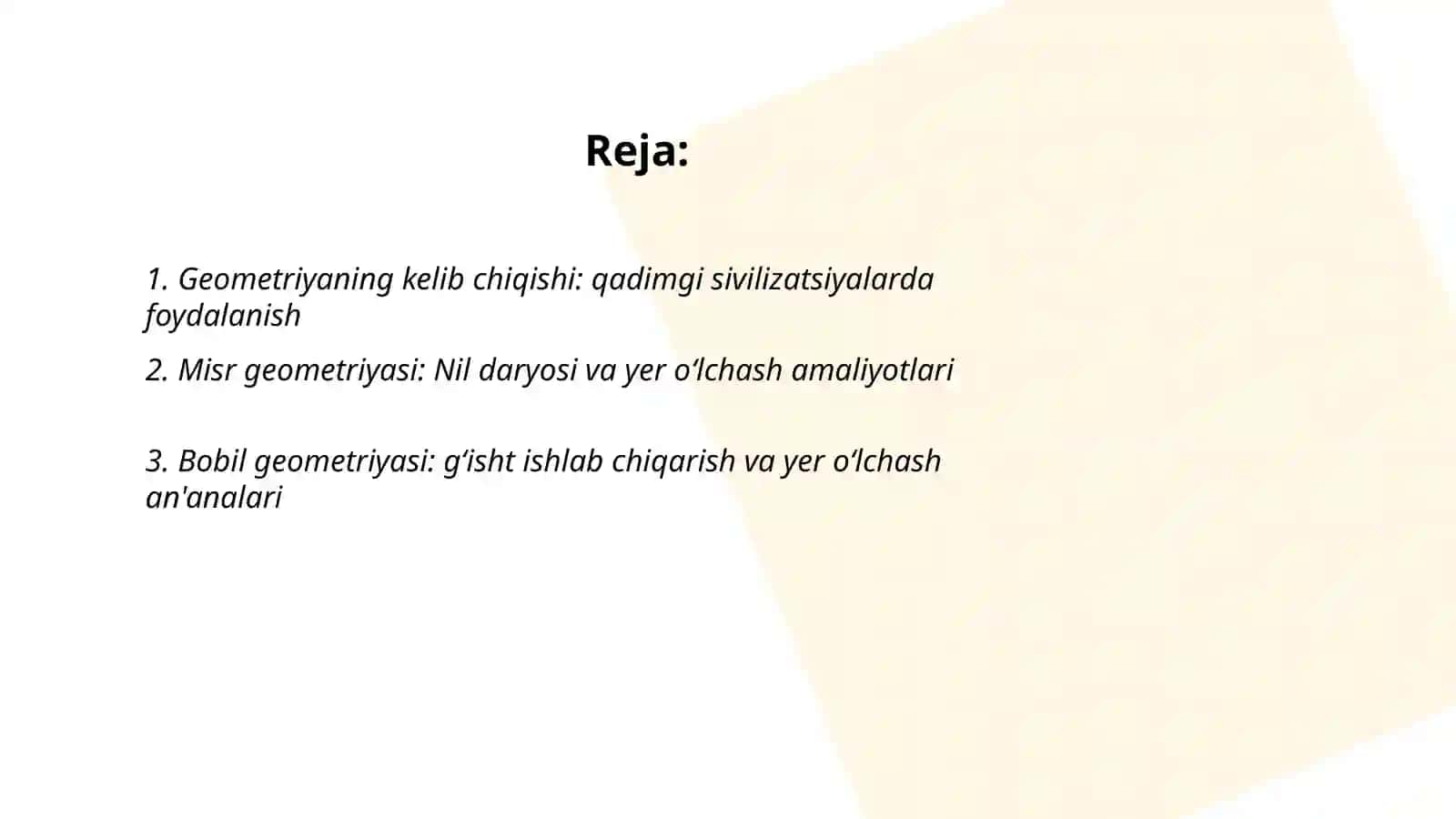 Geometriya elementlari mavzusini oʻrganish 2